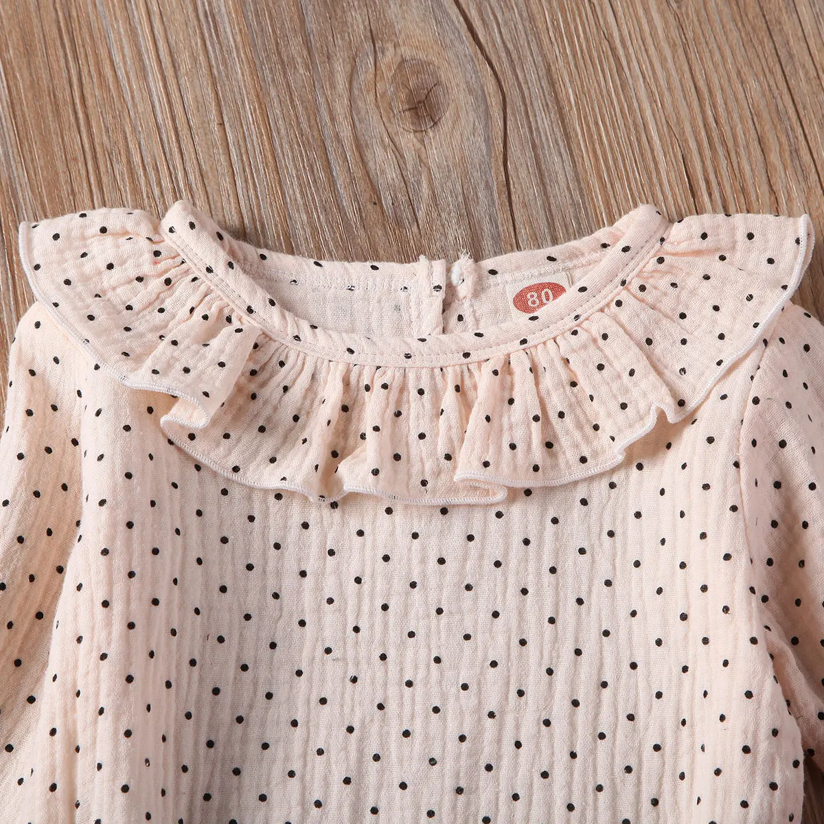 

2PCS Sweet Newborn Baby Girls Kid Ruffles Dotted Print Long Sleeve Romper Strap Skirt Clothes Top Costume