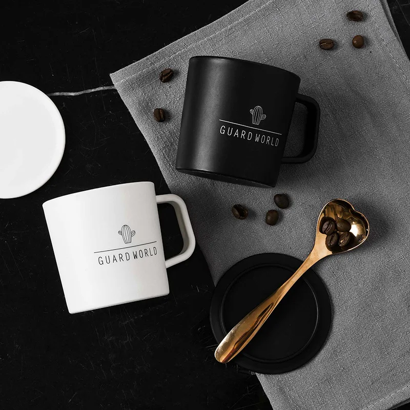 Креативная кружка с крышкой в скандинавском стиле Пластиковая Кружка для кофе чашка чая молочная Крышка