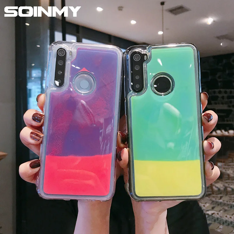 Светящийся неоновый песок чехол для телефона Xiaomi Redmi Note 8 Pro note 7 5 Mi A3 6 pro