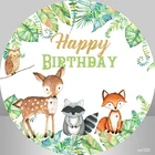 Фон для фотографий с изображением лесных животных лисы оленя детского дня рождения вечеринки круглый баннер постер
