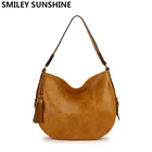 Винтажные модные вместительные повседневные сумки через плечо для женщин 2020, кожаные женские сумки, ретро-сумки с кисточками, хозяйственная сумка