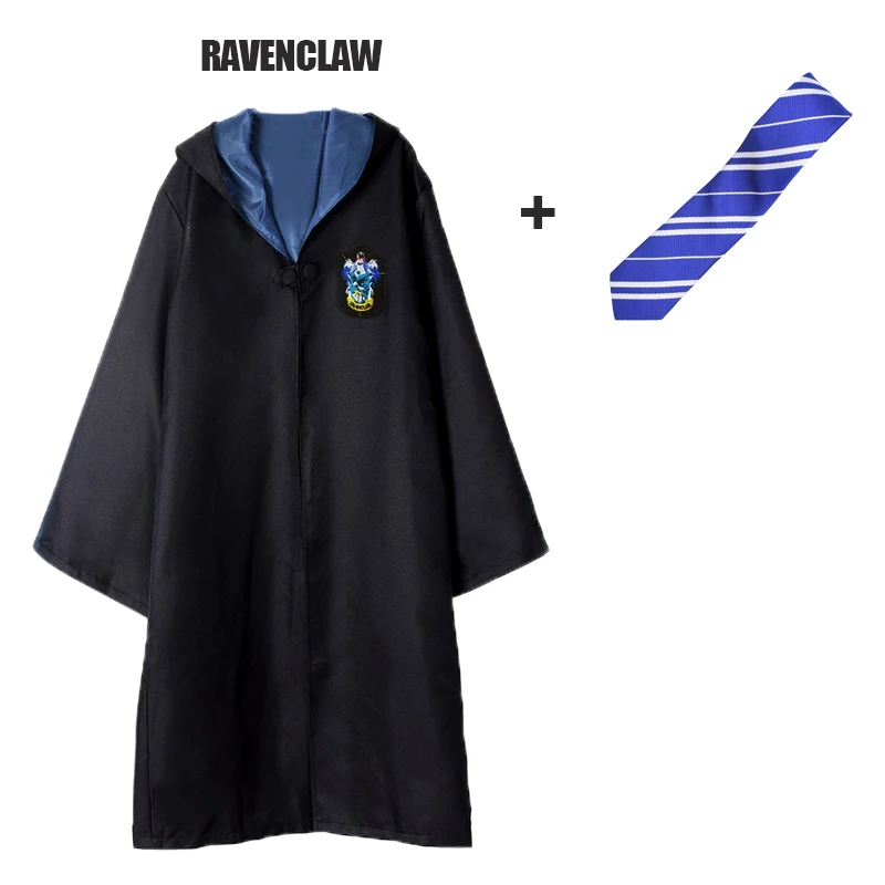 Ravenclaw and Tie Костюм из Поттера, одежда, галстук, шарф, палочка, очки, шляпа Ravenclaw Gryffindor Hufflepuff Slytherin Potter, косплей, халат, плащ E2103AD - Цвет: Ravenclaw and Tie