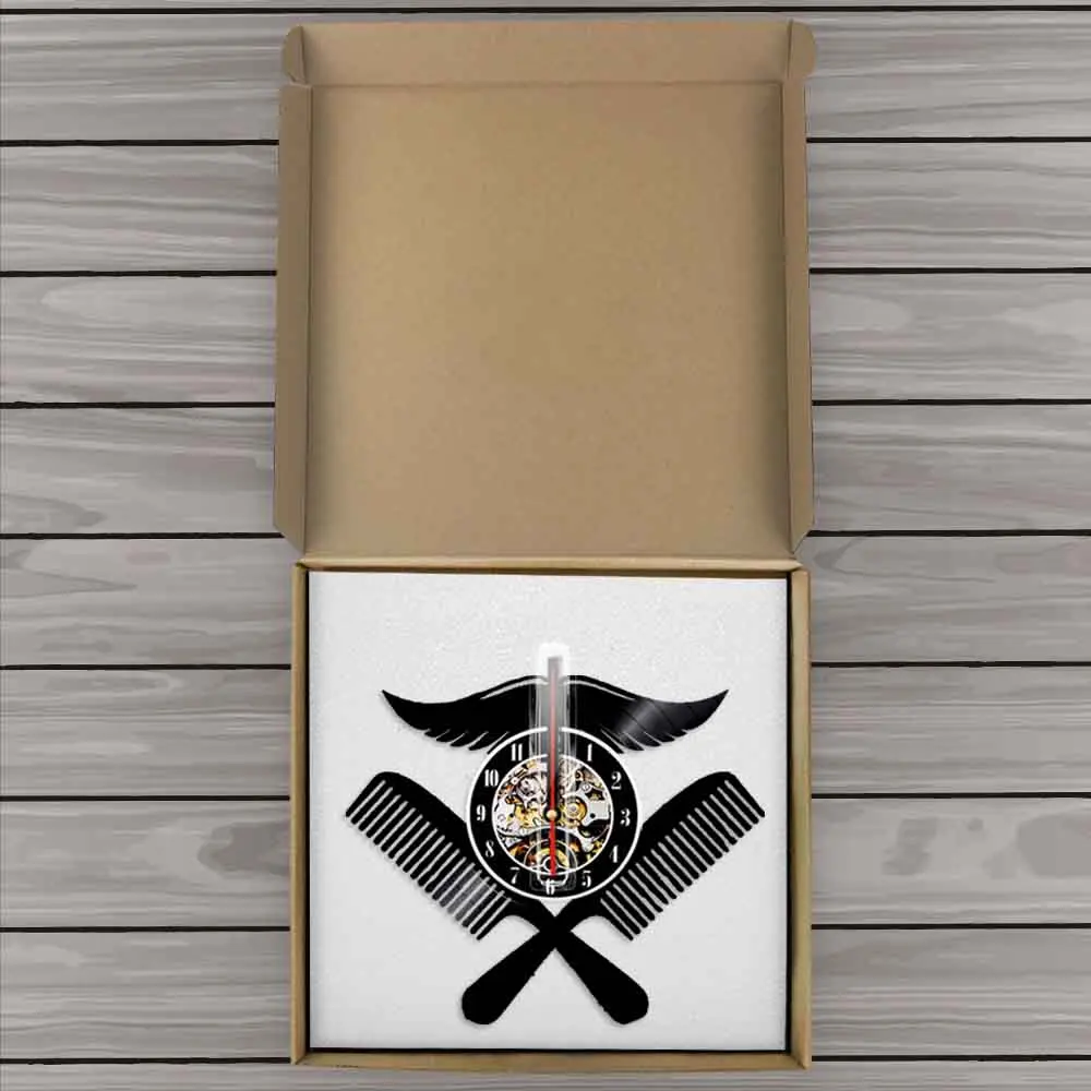 Настенные часы с логотипом парикмахерской виниловые записью интерьера салона