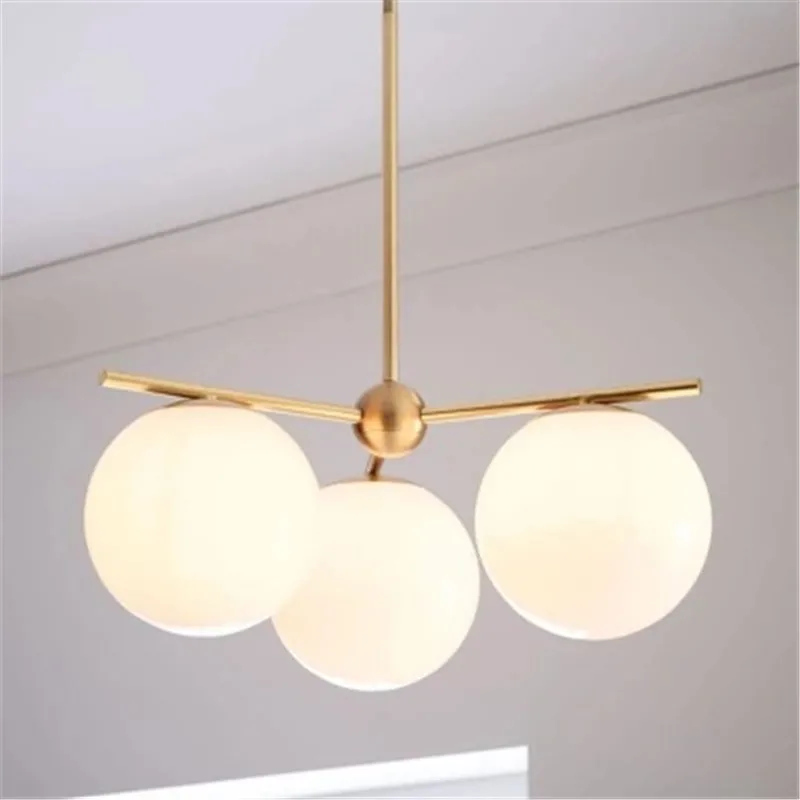 Creative Glass Magic Bean pendant Lamp Molecular Dining Room Simple Milk White Ball Droplight Pendant Light | Лампы и освещение
