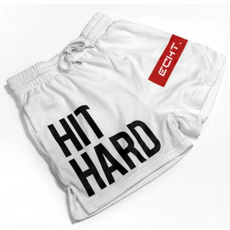 summer Solid color mesh compression quick-drying shorts men's sweatpants gyms Fitness Men shorts slim fit clothes Size M-XXXL