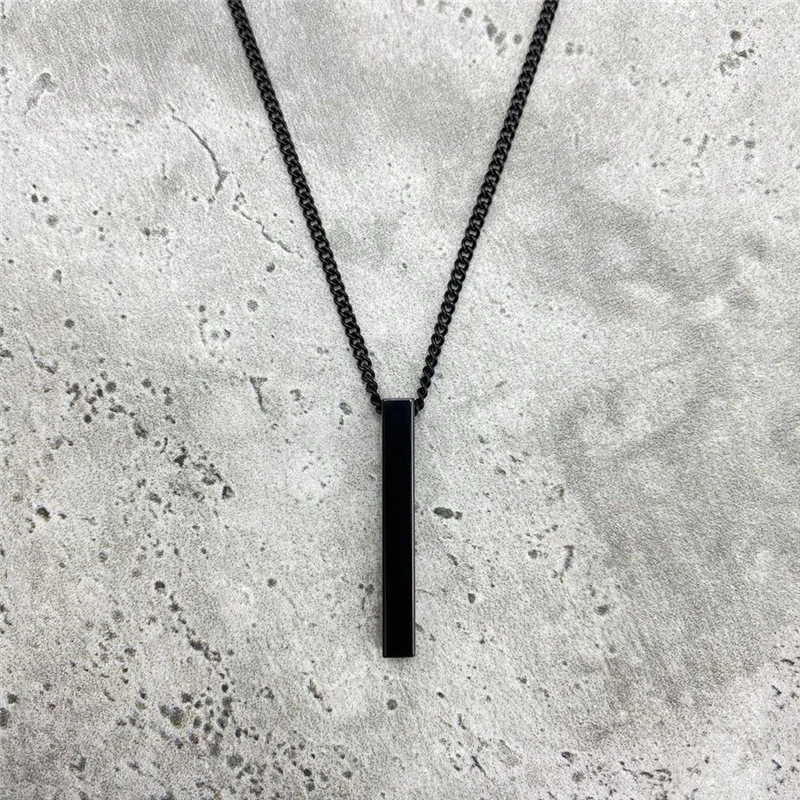 

2020 Hot Fashion Rectangle Men Pendant Necklace Classic Stainless Steel Cuban Chain Necklace for Men Jewelry Gift