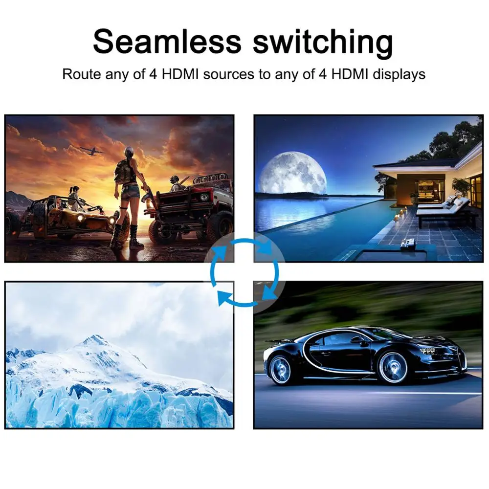 TESmart 4x4 HDMI Matrix Switcher Suppport 2X2 Video Wall Controller 4K30hz RS232  Seamless Matrix w/Video wall images - 6