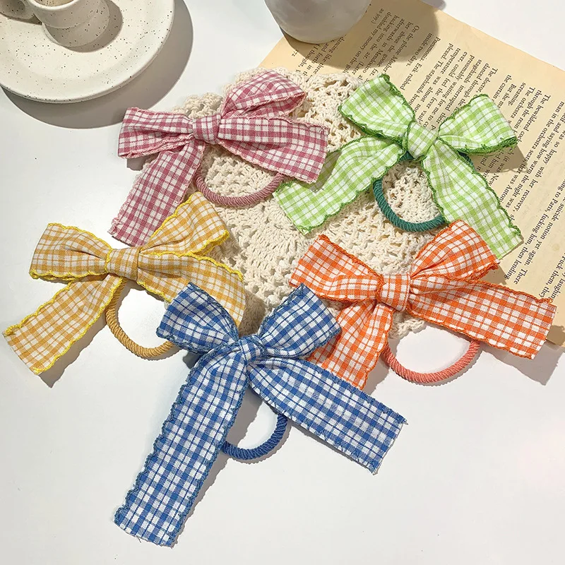 

Hairlyah New Hair Roop Women Girls Plaid Color Bow HairTiesScrunchie Headband PonytailHolder Hair Hoop Headdress Accessories