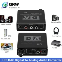 hifi dac amp digital to analog audio converter decoder 3 5mm aux rca amplifier adapter toslink optical coaxial output dac 24bit