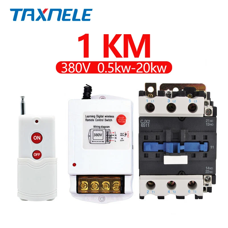 1KM 0.5-20KW 380V 220 В 380 в водяной насос беспроводной промышленный пульт дистанционного управления Переключатель интеллектуальная Высокая мощность бытовой 1 км 3 км 5 км на большие расстояния - Цвет: 1KM 0.5-20KW 380V