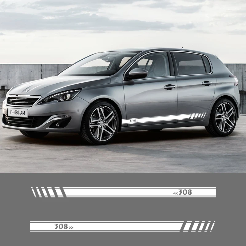 2 шт. автомобильные виниловые боковые полосы наклейки Авто графика для peugeot 308 |