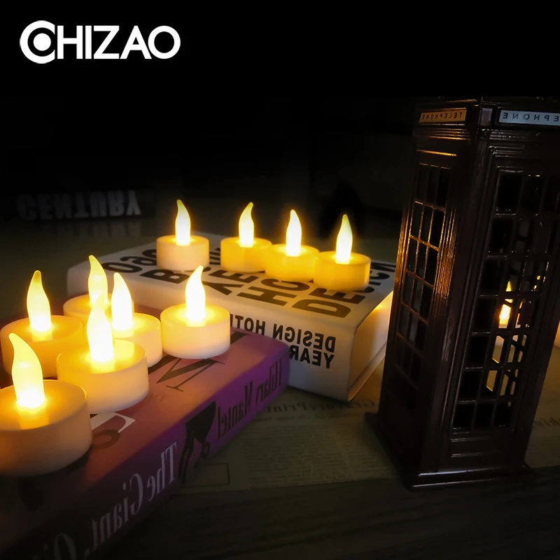 CHIZAO светодиодный светильник для чая, свечи, дом, светодиодный, velas, светодиодная батарея, беспламенные Свечи, лампа для церкви, домашний декор, освещение