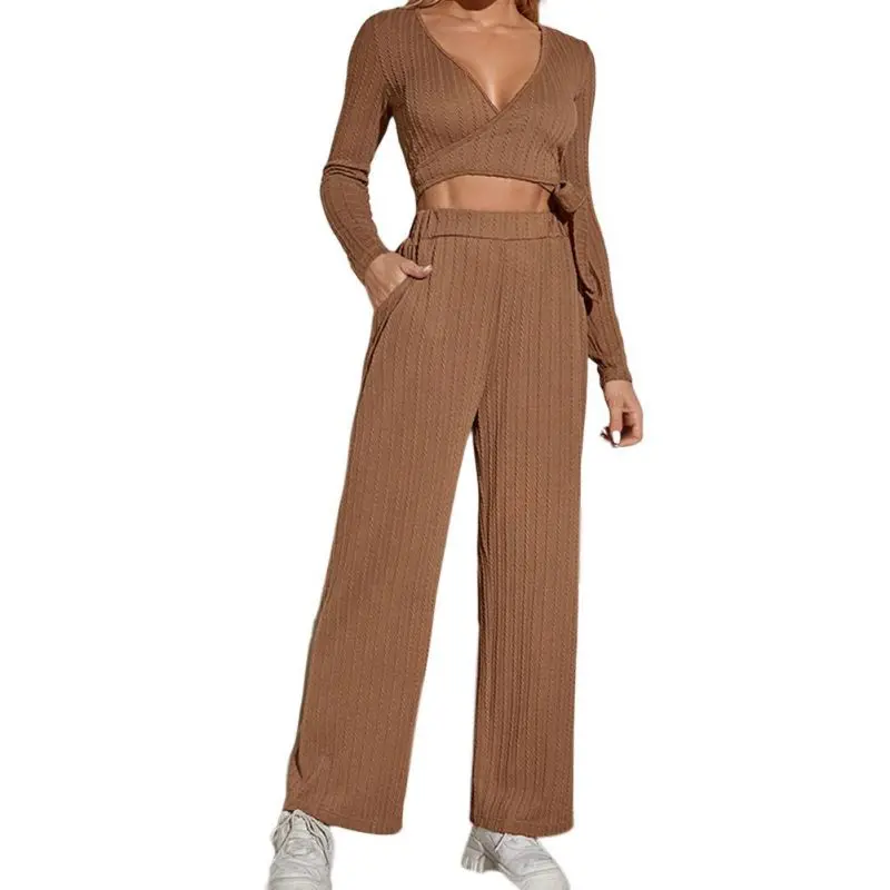 

Модные Повседневные наряды с V-образным вырезом, женский костюм, элегантная уличная одежда с длинным рукавом, женский спортивный костюм, ком...