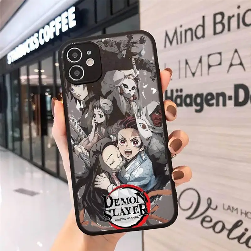 

Anime Demon Slayer Comics Phone Case Matte Transparent for iPhone 7 8 11 12 s mini pro X XS XR MAX Plus cover funda