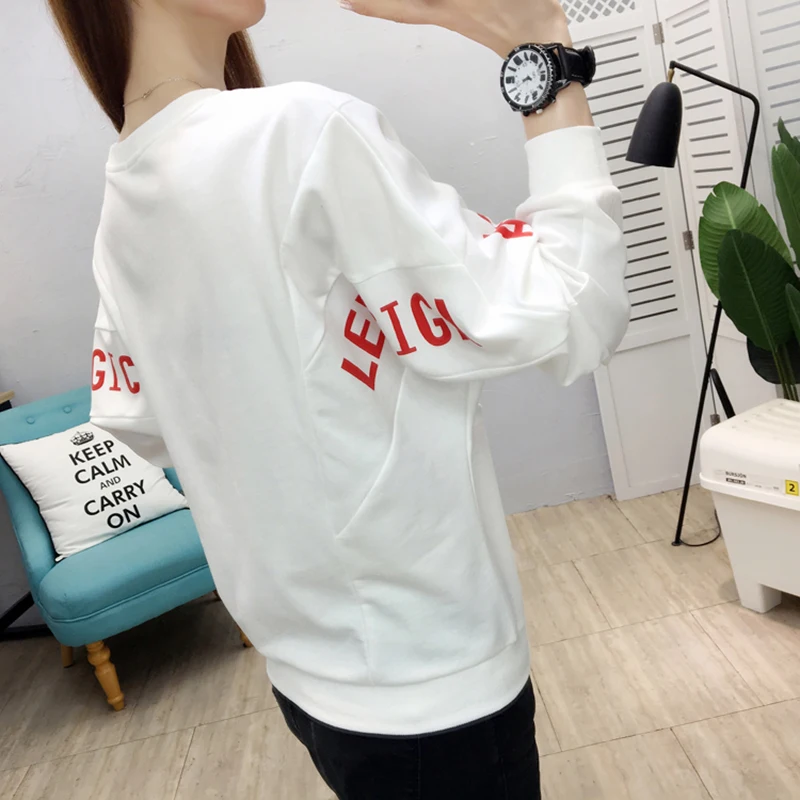 Женская толстовка с длинными рукавами повседневный Свободный пуловер надписью в