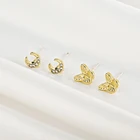 2 парыкомпл. простые ассиметричные золотистые металлические серьги мини геометрические серьги-гвоздики в форме Луны бабочки для женщин ювелирные изделия в подарок