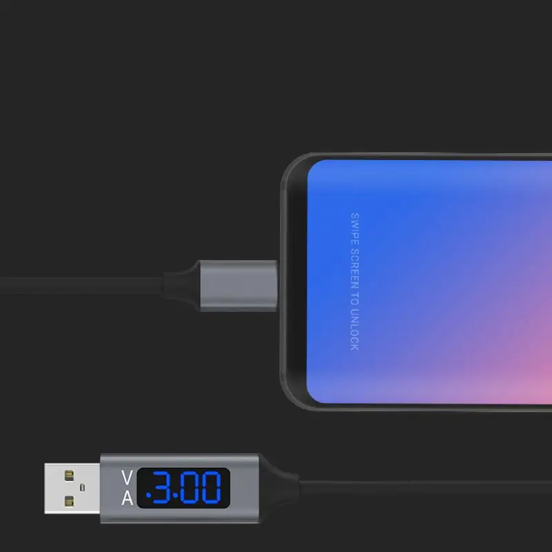 QC 3.0 USB Type-C кабель для быстрой зарядки и синхронизации данных с ЖК-дисплеем |