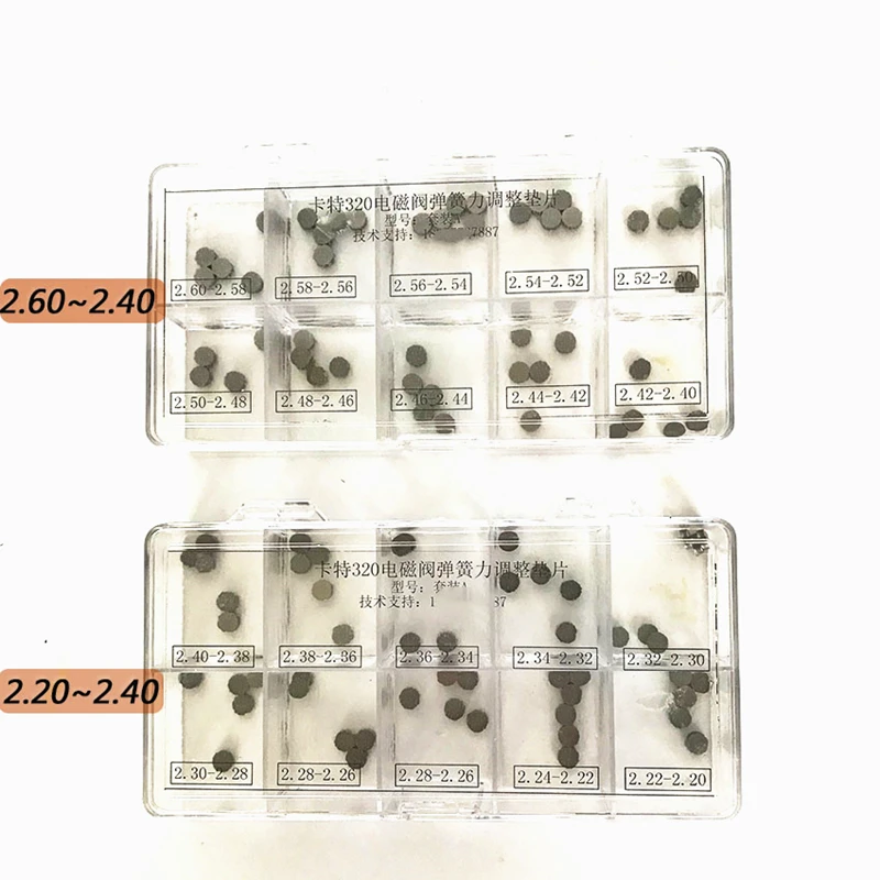 

100PCS CAT320D Truck Injector Solenoid Valve Spring Force Adjusting Gasket Common Rail Injector Shim Washer Sizes 2.20-2.64mm