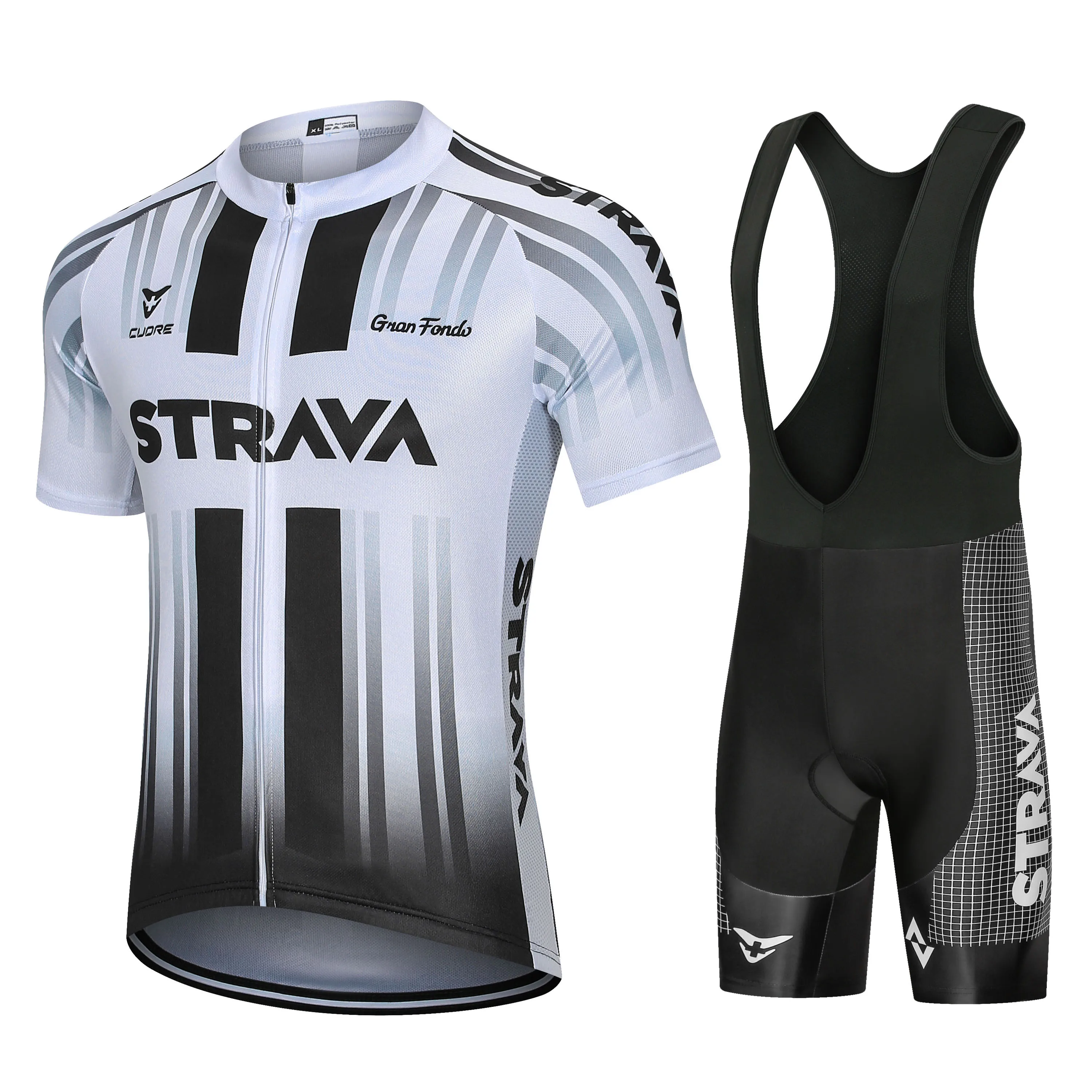 

2021 New White Strava Bicycle Team Short Sleeve Maillot Ciclismo Men's Cycling Jersey Summer Breathable Cycling Clothing Sets