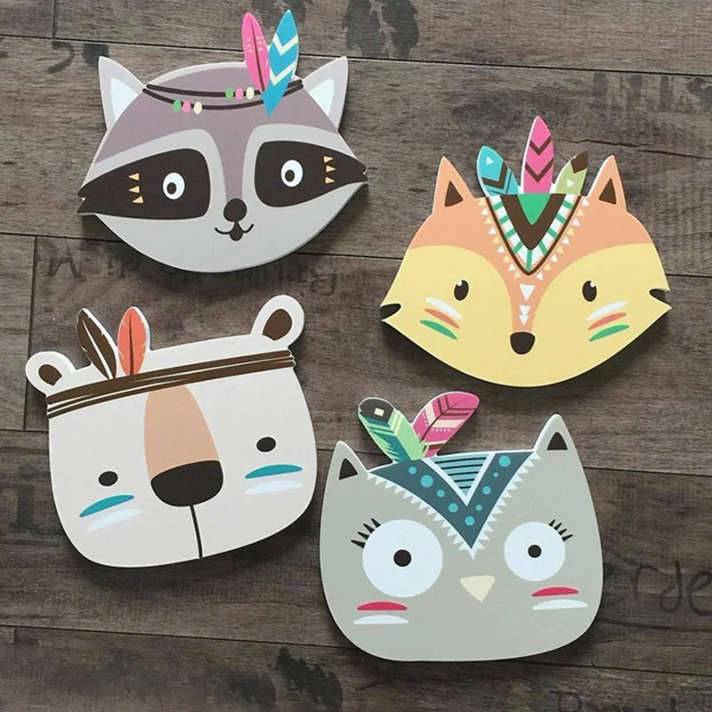 

Ins Nordic Style Kids Decoration Wooden Decor Animal Foxy Head Wall Decoration Children's Room Wall Hanging