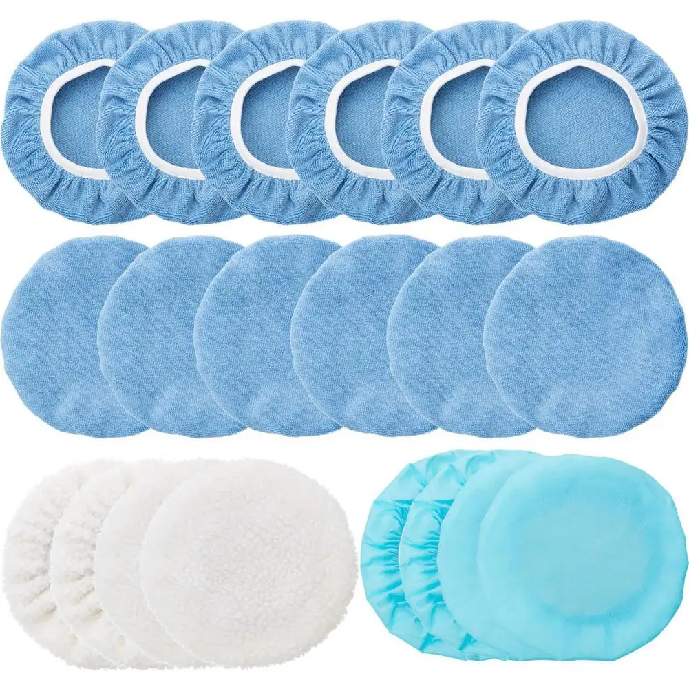 

20Pcs 5/6 Inch Car Polisher Pad Microfiber Waxing Applicator Bonnet Buffer Polishing Plush Cloth Pads Cover Bonnet Microfiber Po