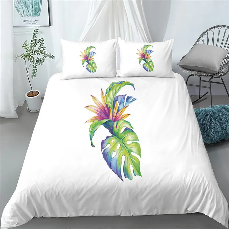 

tropical flower digital duvet cover set single twin double queen king cal king size bed linen set