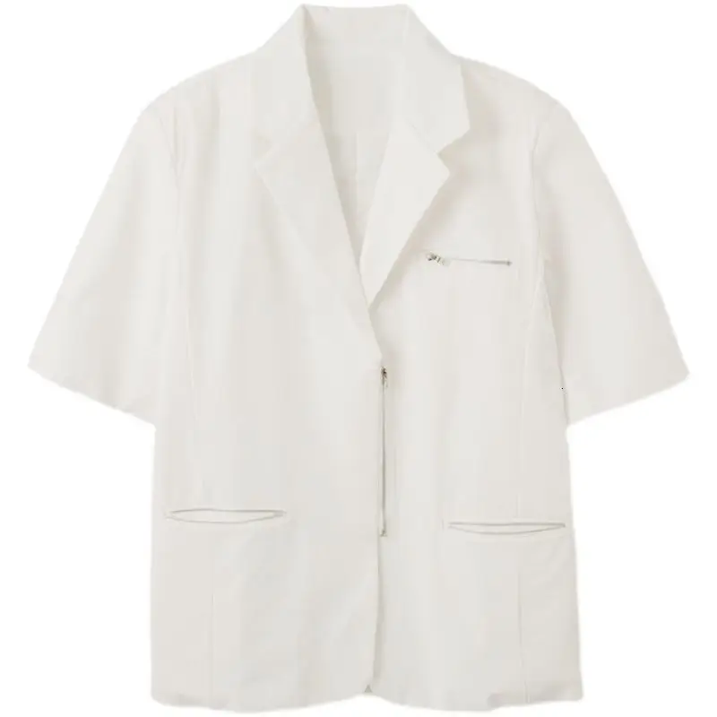 

IEFB Casual Men's Clothing Half Sleeve White Coat Short Blazer Summer Trend Notched Collar Loose Suit 2021 New Streetwer 9Y6757