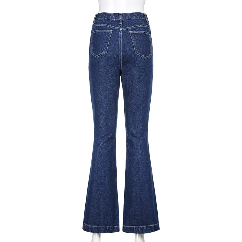 

Spring 2021 Women Bell Bottom Jeans Casual Skinny High Waist Denim Flare Pants Woman Vintage Blue Tight Jeans Mujer Pantalones