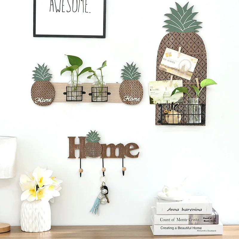 Скандинавские деревянные крючки для ключей украшения стен дома ананас