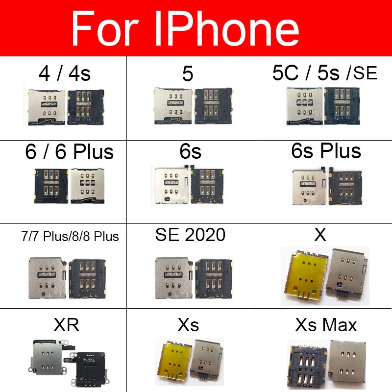 

Sim Card Tray Socket Adapter For iphone X XR XS MAX 8 7 6S 6 Plus 5S 5C 5 4 4S SE 2020 Sim Reader Card Slot Holder Flex Ribbon
