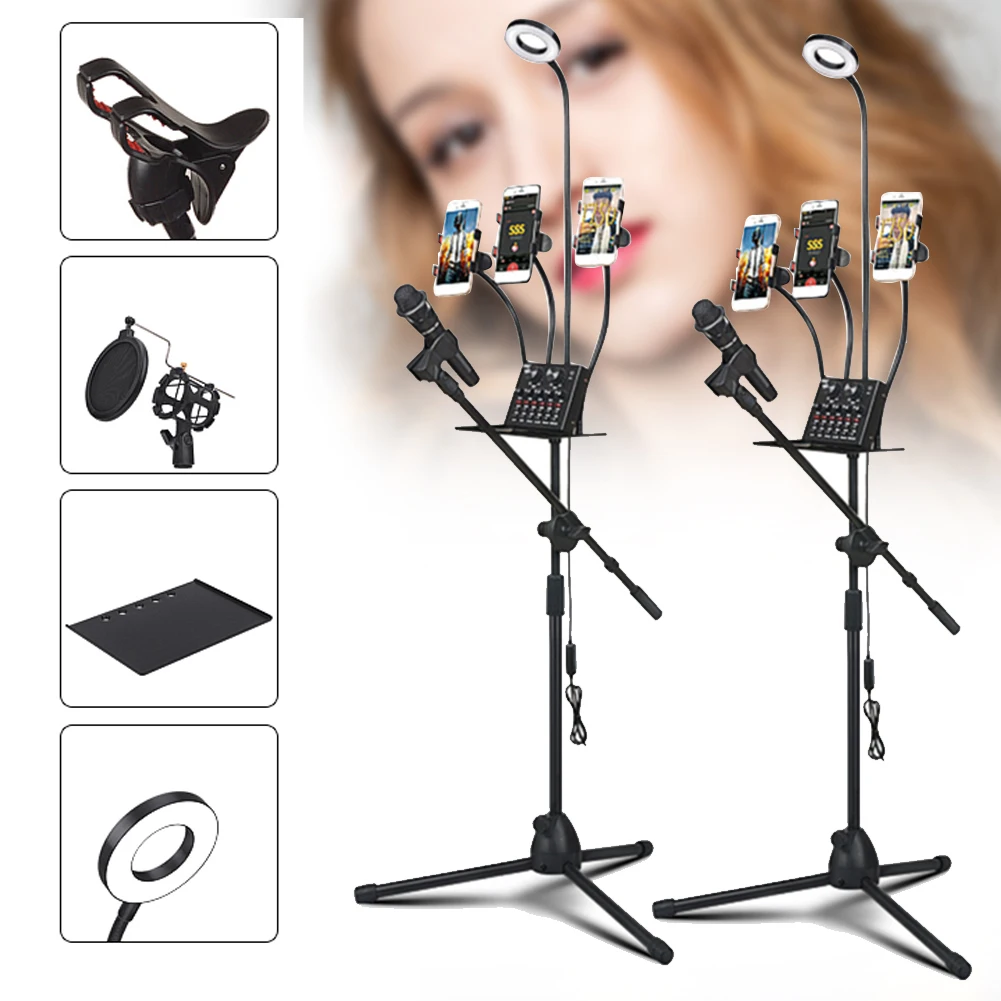 

Selfie Ring Light With Tripod Stand And 3 Phone Holder LED Circle Lights For Live Streaming Photography Video EM88