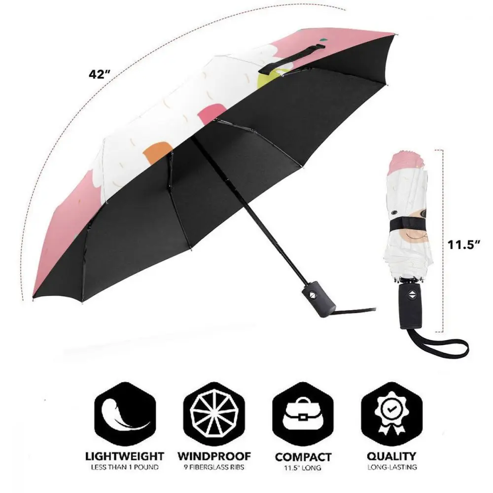 Comprare Ombrello Automatico Pioggia Donna Ombrello A Tre Pieghe Divertente Lama Alpaca Ombrello Antivento Ombrello Impermeabile Femminile