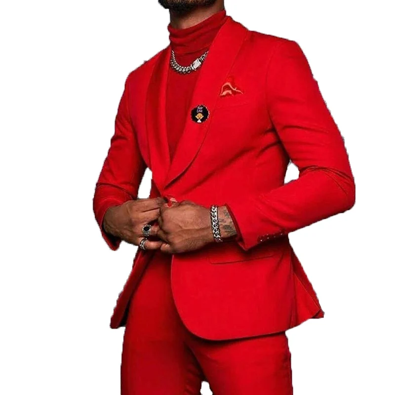 

2022 New Wedding Mens Suits Slim Fit Bridegroom Tuxedos For Men 2 Pieces Groomsmen Suit Blazer Formal Prom Business