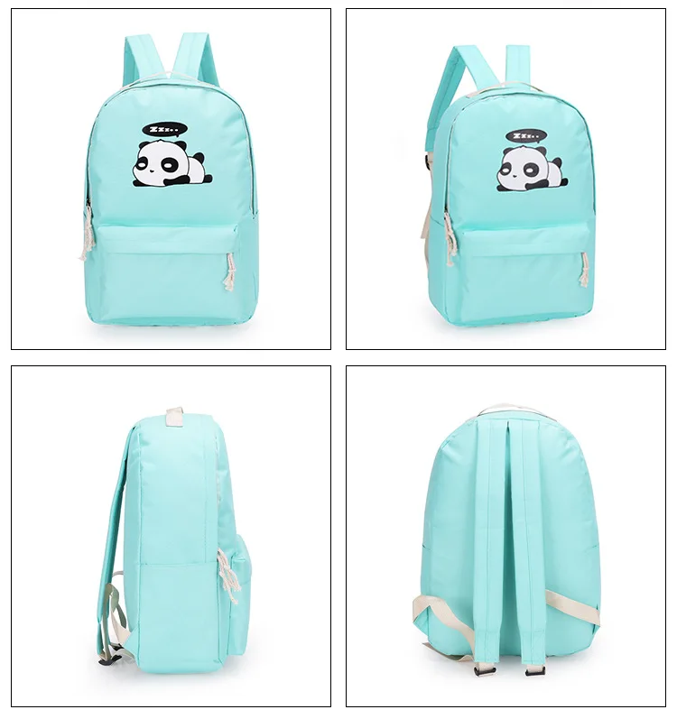 Холщовый женский рюкзак для девочек 4 шт./компл. школьный ранец с принтом милой