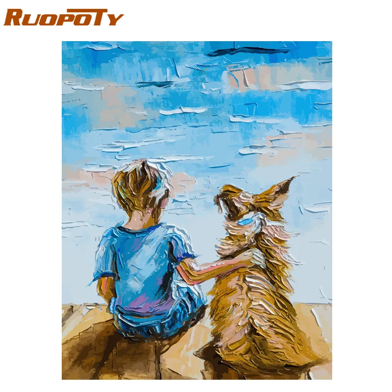 Ruopoty рамка картина животные Diy картина по номерам Комплект Современная Настенная живопись холст по номерам картина с каллиграфией для домашний декор - Цвет: 190902-2