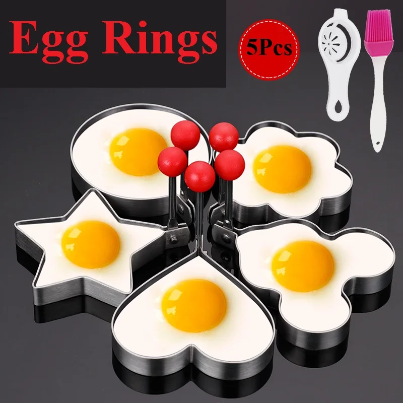 8/5/4/3/2Pcs/Set Egg Rings Fried Mold Non-stick Personality Creative Stainless Steel Large Art Cookie Accessorie Kitchen | Дом и сад