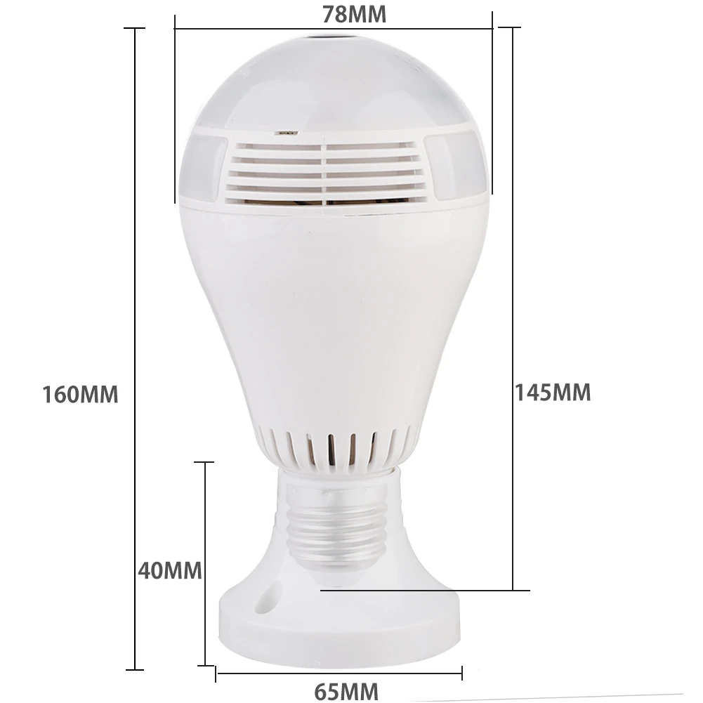 360 градусов Лампа камера 1080P безопасности Беспроводная лампа s рыбий глаз
