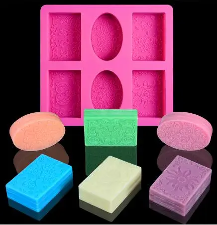 

3d Soap Molds Silicone Rectangular Oval 6 Forms for Soap Making Silicone Mold Soap Mould Flowers Bathroom Kitchen Diy Handmade