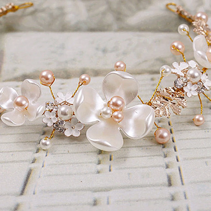 

Y166 Bridal Flower Faux Pearl Rhinestone Wedding Headband Hair Clip Tiara Accessories