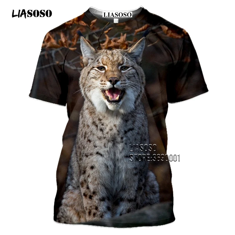 

LIASOSO 3D Print Eurasian lynx Cat Animal T-shirt Women Men 's Harajuku Casual Pullover Streetwear T Shirt Plus Size Tee Tops