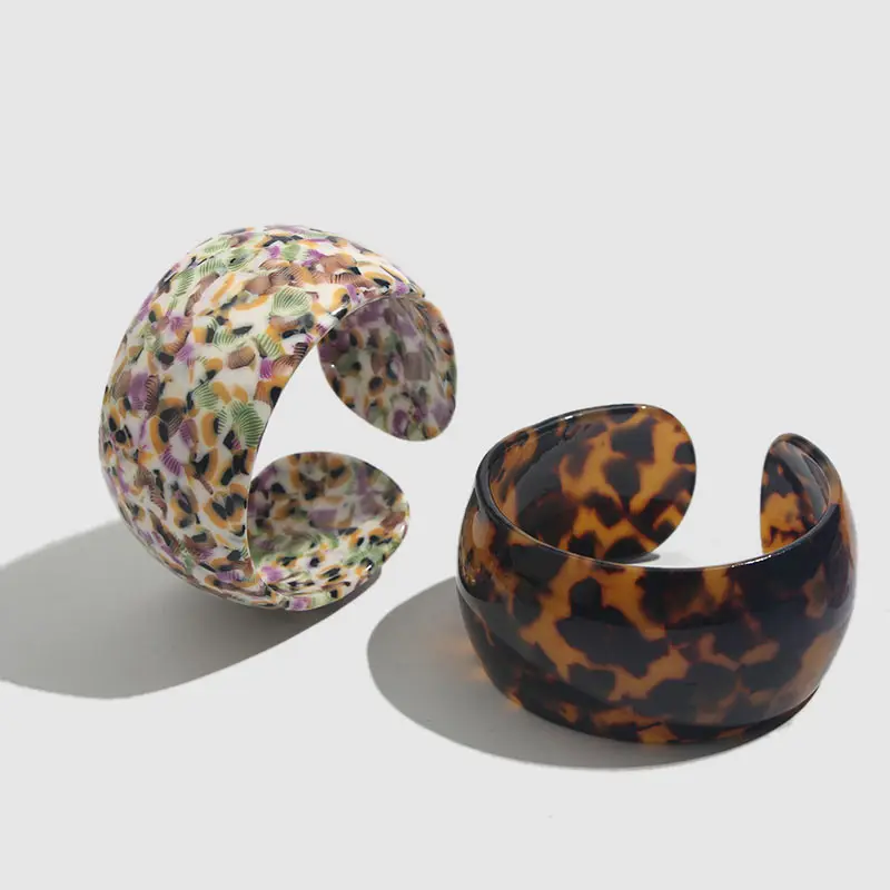 JJFOUCS модный Леопардовый Ацетатный браслет для женщин богемный открытый Кафф