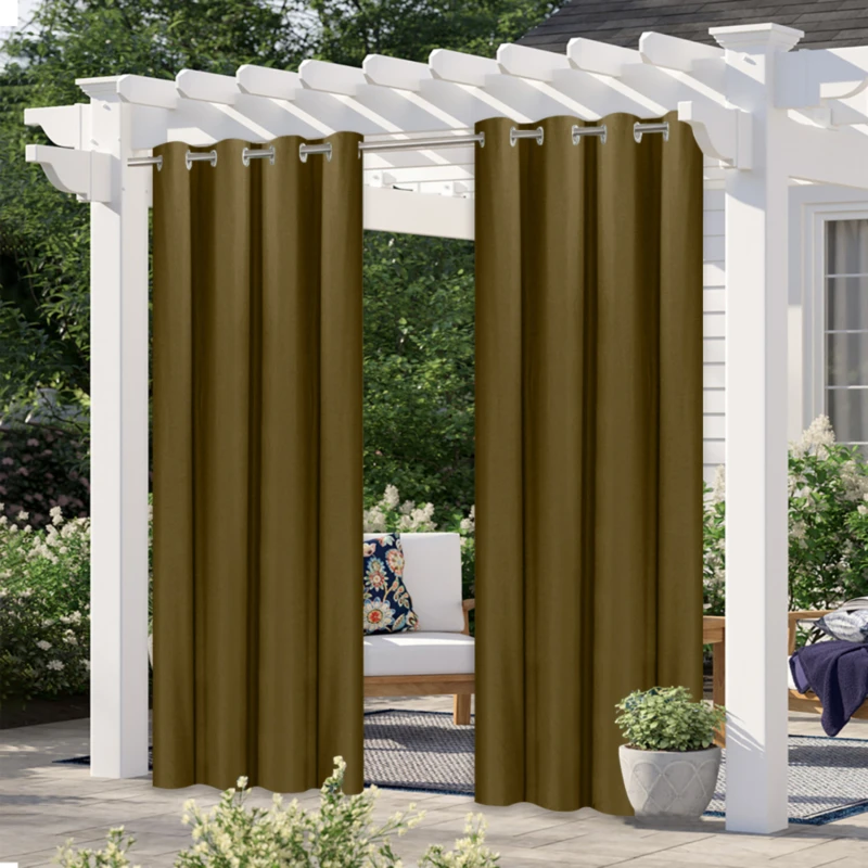

Outdoor Curtains for Patio Rustproof Grommet Top Waterproof Window Curtain Drapes for Porch Pergola Cabana Gazebo and Sun Room