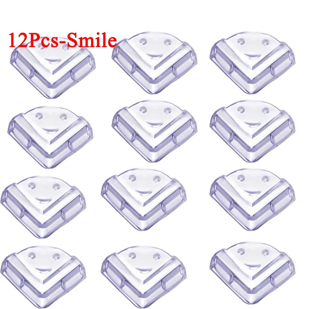 12Pcs-Smile Детский безопасный уголок для ребенка угловая Защита Детские Силиконовые накладка на углы защита головы антиколлизия угловая - Цвет: 12Pcs-Smile
