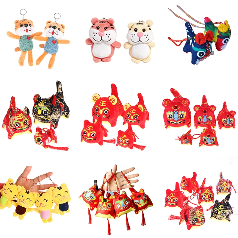 2022 китайский новый год знаки зодиака набивной тигр талисман кукла украшения на