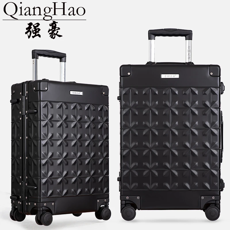 

QiangHao Rolling Carry Trolly Suitcase 100% Aluminum Alloy Rolling Luggage Trolley Case High Quality Hand luggage bag