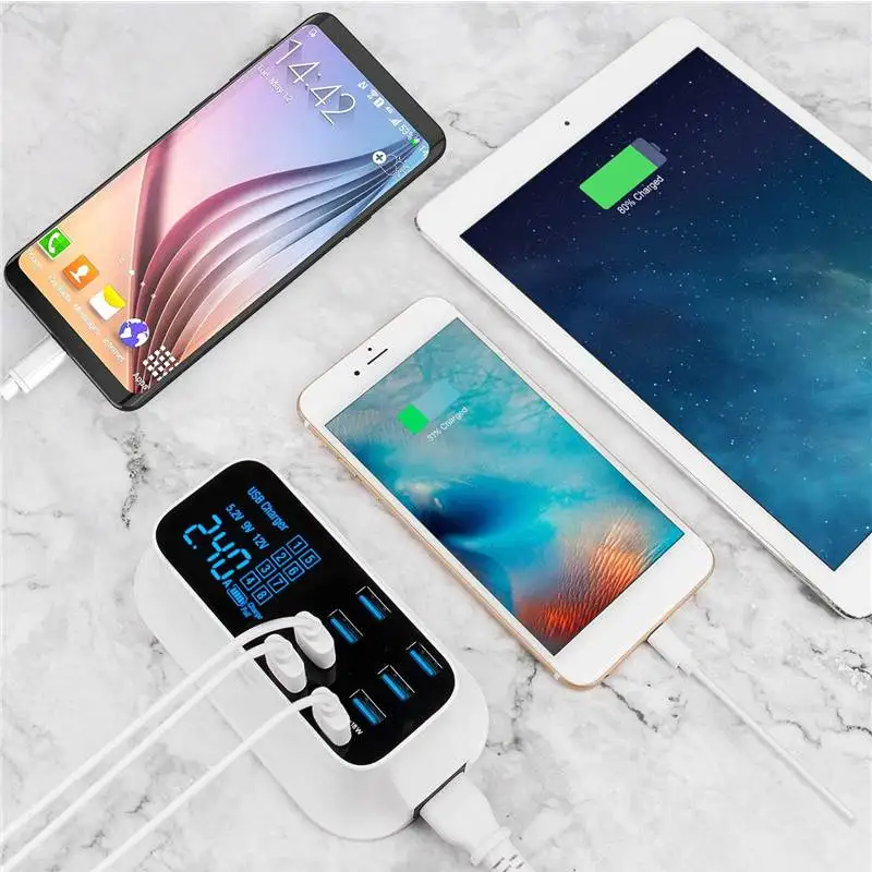 Зарядное устройство с 8 USB-портами быстрая зарядка светодиодный дисплей 3 0 мульти