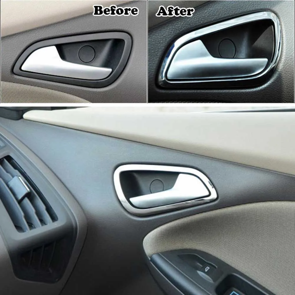 

4*Inner Door Handle Bowl Cover Trim For Ford Focus MK3 2012 2013 2014 Never Fade Never Rust Interior Parts