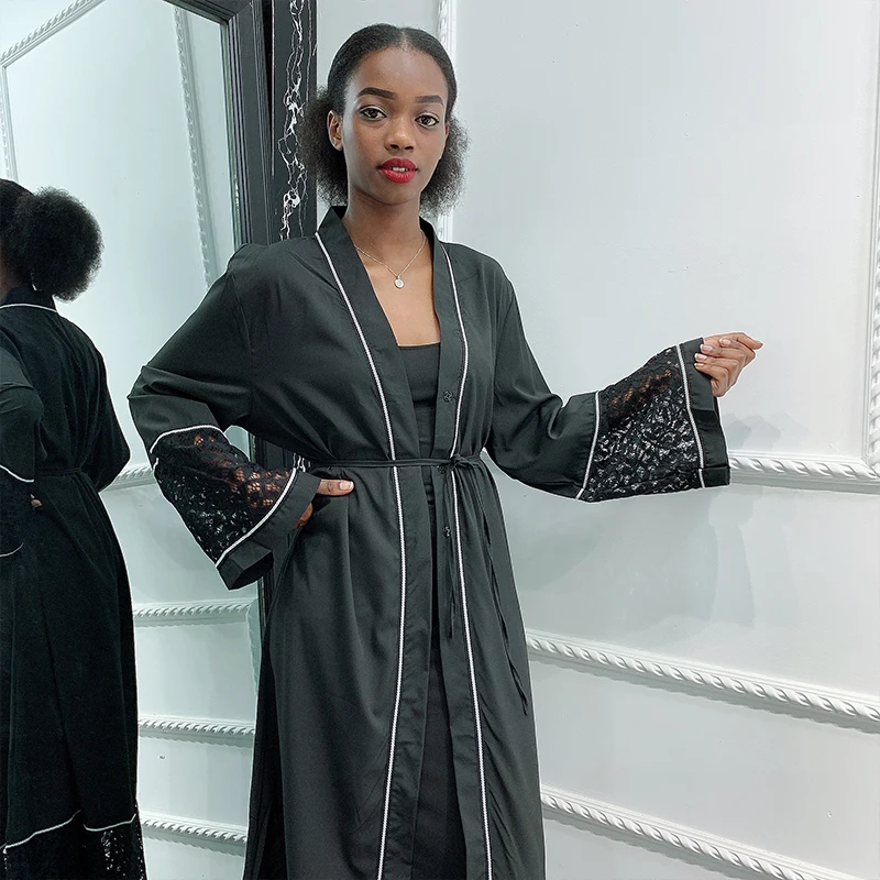 Женский кардиган Siskakia черный кружевной в стиле пэчворк африканском на Ближнем