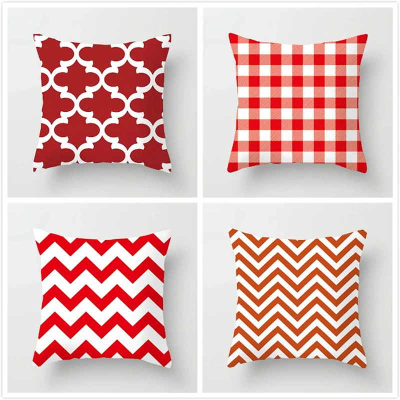 

Fuwatacchi Red Plaid Printed Cushion Covers Geometric Striped Pillow Case For Seat Chair 45x45cm Home Decoration Pillowcase 2019