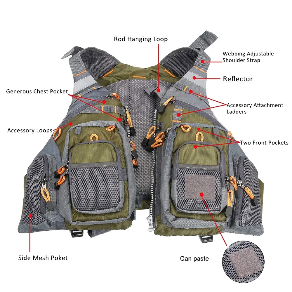 

Owlwin life vest life jacket fishing outdoor sport flying men respiratory jacket safety vest survival utility vest